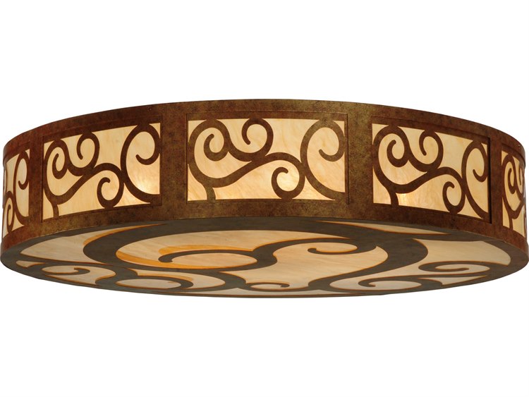 Meyda Dean 12-Light Brown Drum Flush Mount