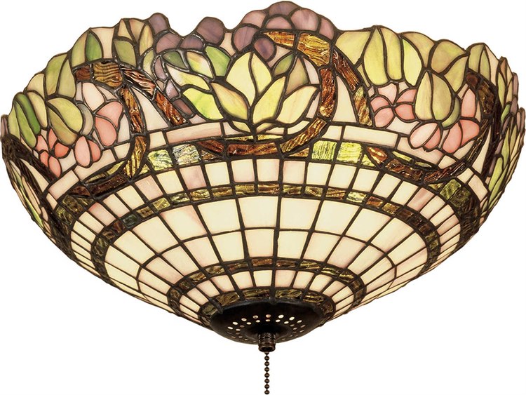 Meyda Handel Grapevine 3-Light Bronze Tiffany Bowl Flush Mount