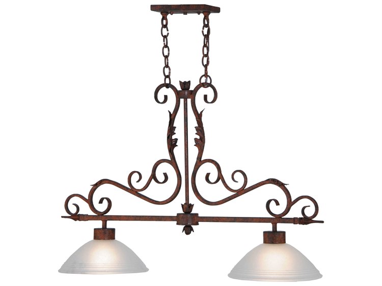 Meyda Victorian 2-Light Bronze Glass Bowl Island Pendant