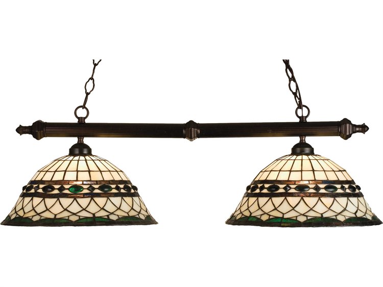 Meyda Victorian 2-Light Bronze Tiffany Dome Island Pendant