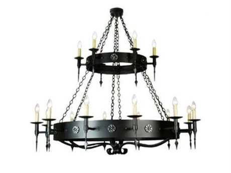 Meyda Warwick 60" Wide 18-Light-Light Black Candelabra Round Tiered Chandelier