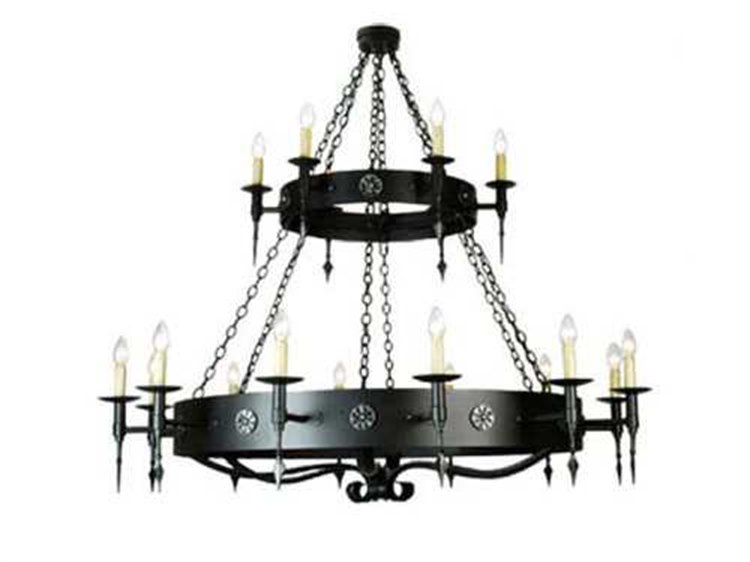 Meyda Warwick 18-Light-Light Black Candelabra Round Tiered Chandelier