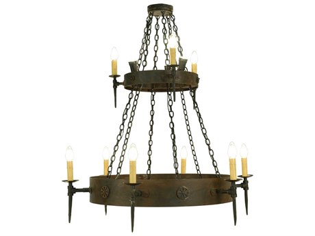 Meyda Warwick 3-Light Black Candelabra Round Tiered Chandelier