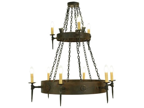 Meyda Warwick 47" Wide 3-Light Black Candelabra Round Tiered Chandelier