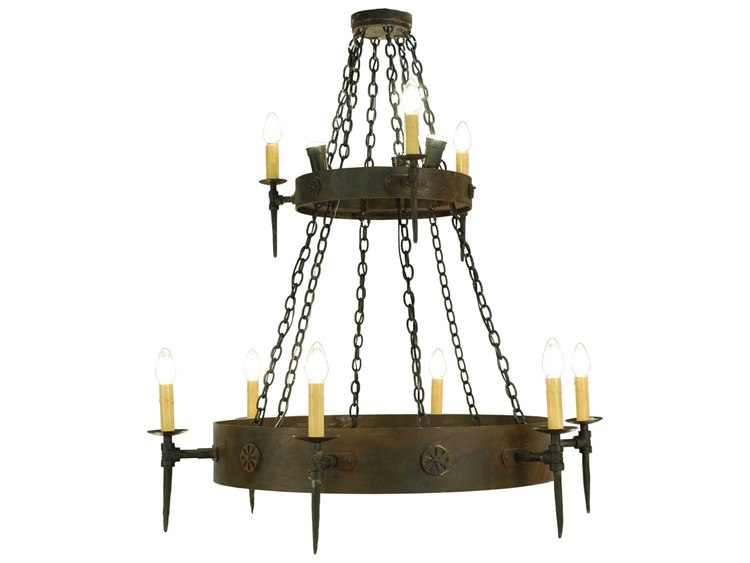 Meyda Warwick 3-Light Black Candelabra Round Tiered Chandelier