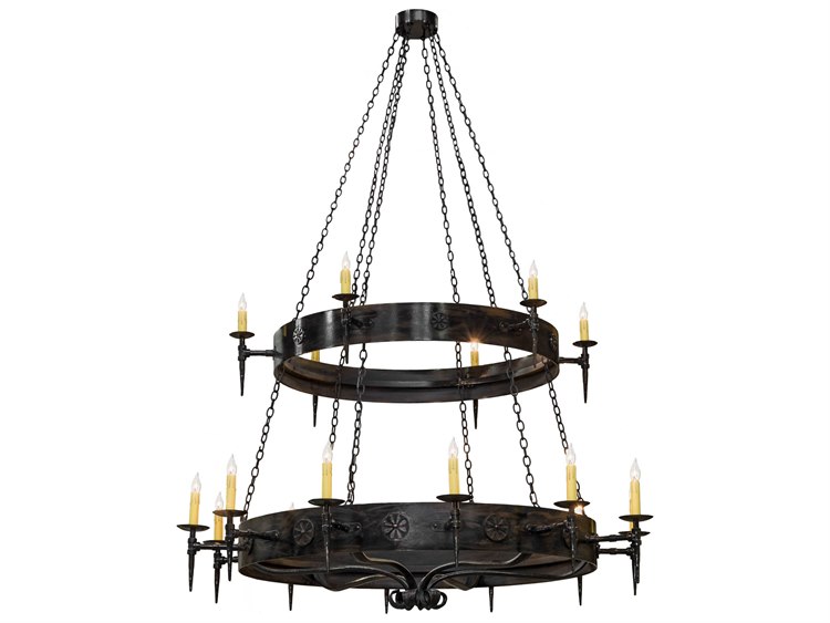 Meyda Warwick 18-Light-Light Black Candelabra Round Tiered Chandelier