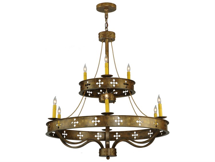 Meyda Victorian 9-Light Brass Candelabra Round Chandelier