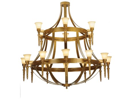 Meyda Victorian 72" Wide 18-Light-Light Gold Glass Bell Round Tiered Chandelier