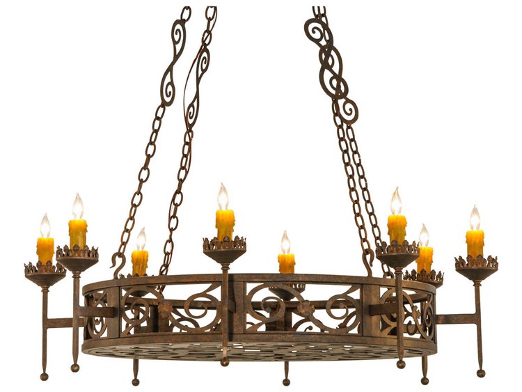 Meyda Victorian 48" Wide 8-Light Brown Candelabra Round Chandelier