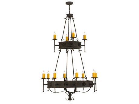 Meyda Lorenzo 12-Light Brown Candelabra Round Tiered Chandelier