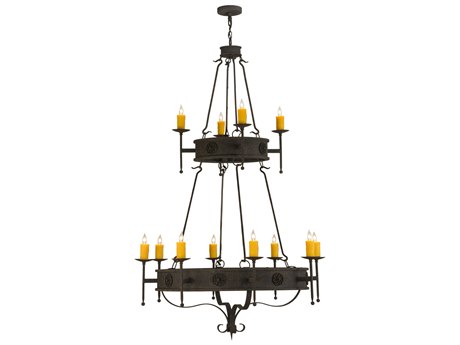 Meyda Lorenzo 48" Wide 12-Light Brown Candelabra Round Tiered Chandelier