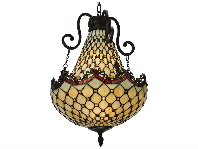 Meyda Diamond & Jewel 3-Light Bronze Tiffany Pendant