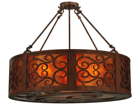 Meyda Dean 4-Light Brown Drum Pendant