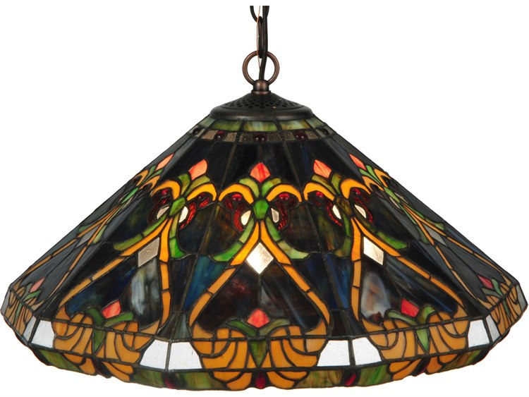 Meyda Victorian 3-Light Bronze Tiffany Pendant