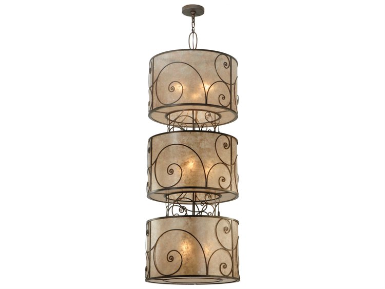 Meyda Victorian 9-Light Brown Drum Tiered Pendant