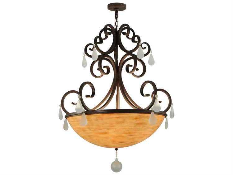 Meyda Victorian 5-Light Bronze Crystal Bowl Pendant