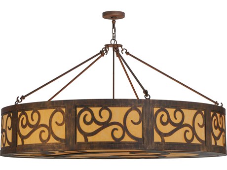 Meyda Dean 60" 12-Light Bronze Drum Pendant