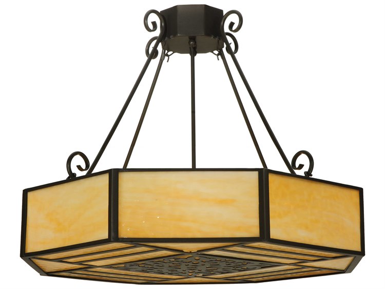 Meyda Victorian 4-Light Bronze Drum Semi Flush Mount