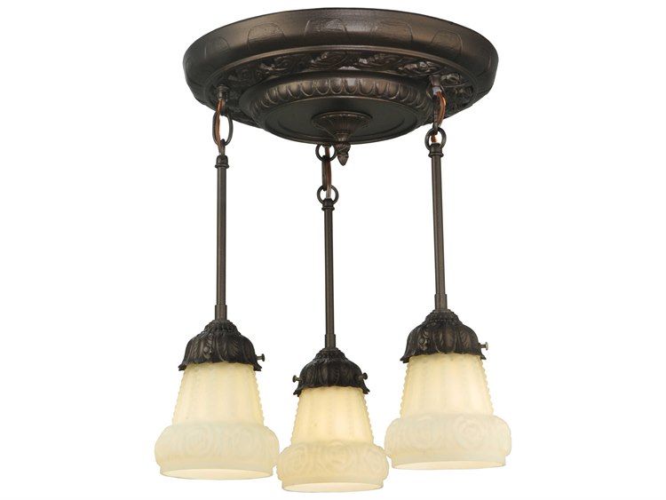 Meyda Victorian 3-Light Brown Bell Semi Flush Mount