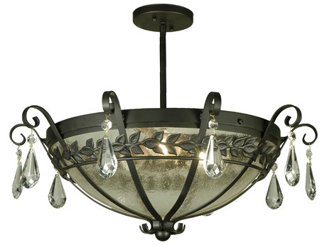 Meyda Florentine 3-Light Black Crystal Bowl Semi Flush Mount