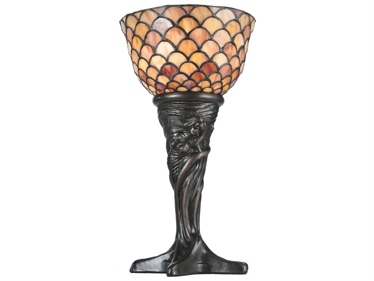 Meyda Tiffany Fishscale Mini Bronze Glass Table Lamp