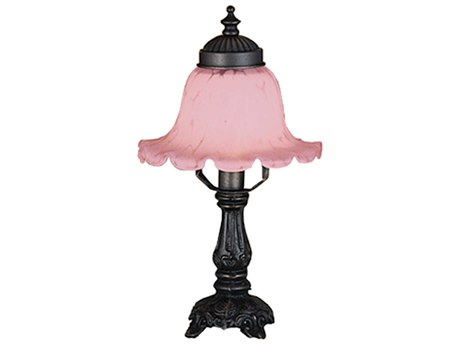 Meyda Bell Pink Mini Bronze Glass Table Lamp