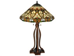 Meyda Pine Needle Mahogany Bronze Glass Table Lamp | MY251508