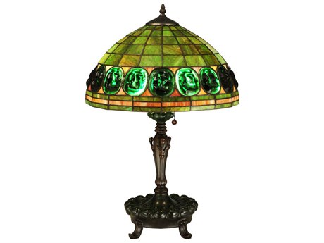 Meyda Turtleback Green Bronze Tiffany Table Lamp