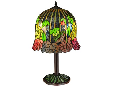 Meyda Vizcaya Mosaic Base Bronze Tiffany Table Lamp