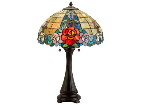 Meyda Rose Vine Bronze Tiffany Table Lamp