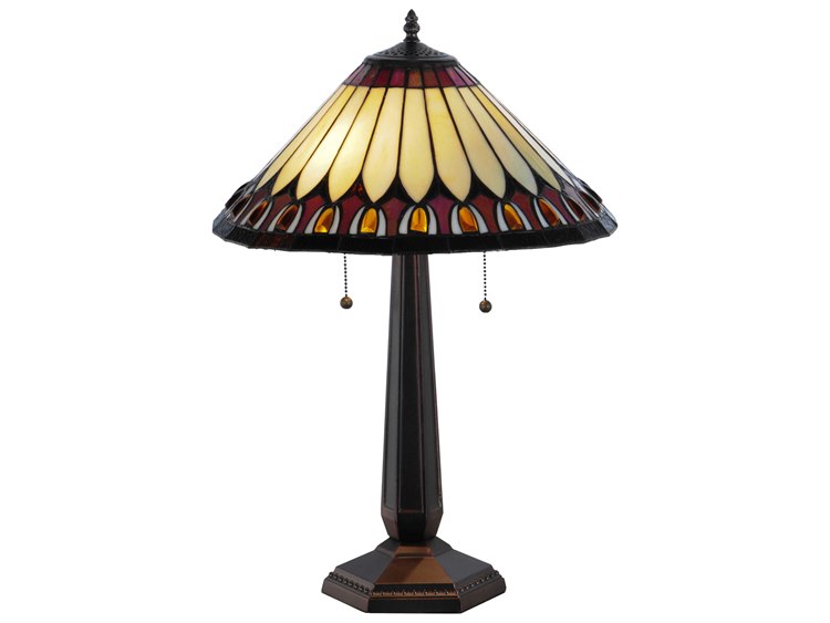 Meyda Tuscaloosa Willow White & Bark Brown Bronze Tiffany Table Lamp
