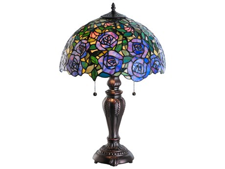 Meyda Rosebush Brown Tiffany Table Lamp