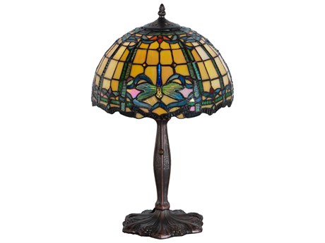 Meyda Dragonfly Accent Bronze Tiffany Table Lamp