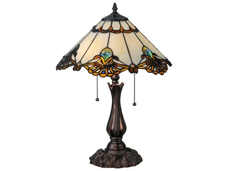 Meyda Shell with Jewels Bronze Tiffany Table Lamp