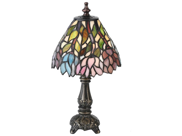 Meyda Wisteria Mini Brown Tiffany Table Lamp
