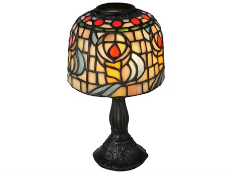 Meyda Rosebud Candle Bronze Tiffany Table Lamp