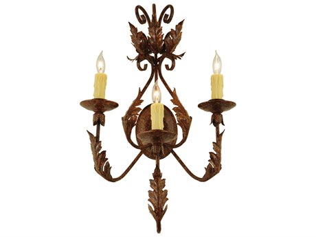 Meyda French Elegance 28" Tall 3-Light Brown Wall Sconce