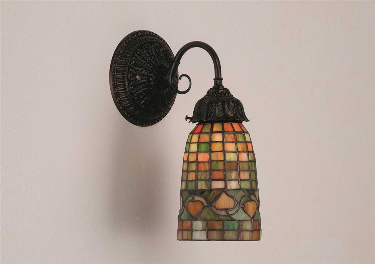 Meyda Victorian 1-Light Bronze Tiffany Wall Sconce