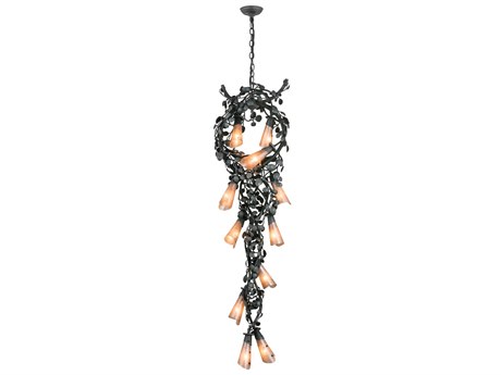 Meyda Vinca Vine 12-Light Antique Iron Gate Black Pendant