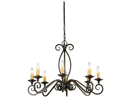 Meyda Wallis 8-Light Rustic Iron Gray Candelabra Chandelier