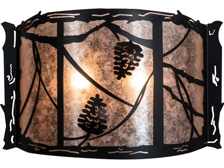 Meyda Whispering Pines 2-Light Solar Black Wall Sconce