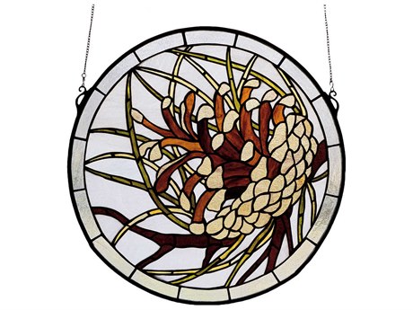 Meyda Pinecone Medallion Stained Glass Window