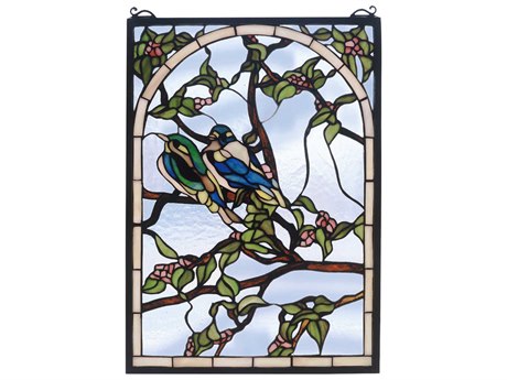 Meyda Lovebirds Stained Glass Window