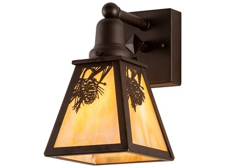 Meyda Winter Pine 1-Light Oil Rubbed Bronze Off White Glass Wall Sconce