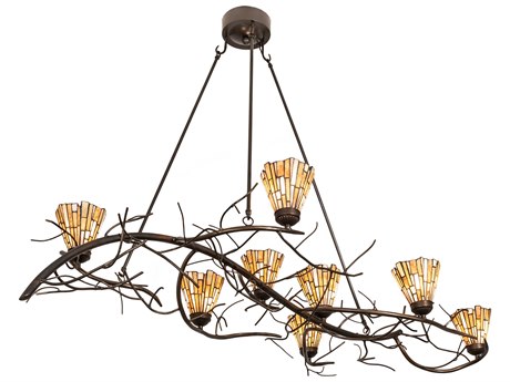 Meyda Winter Solstice 8-Light Bronze Tiffany Island Pendant