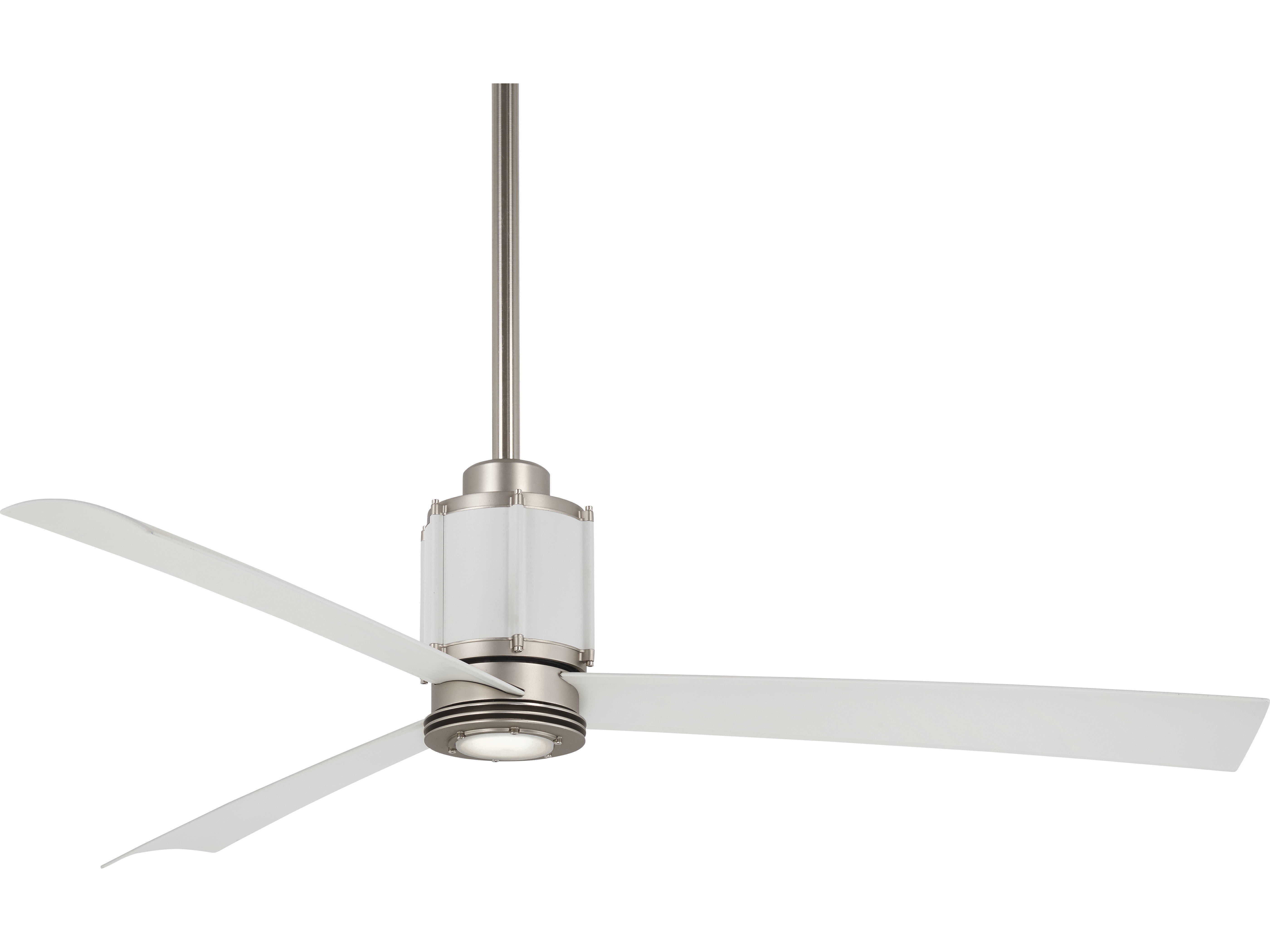 Minka Aire Brushed Steel 54 Wide Led Indoor Ceiling Fan With Flat White Blades