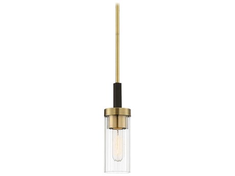 Minka Lavery Ainsley Court 1-Light Aged Kinston Bronze Brushed Brass Glass Cylinder Linear Mini Pendant