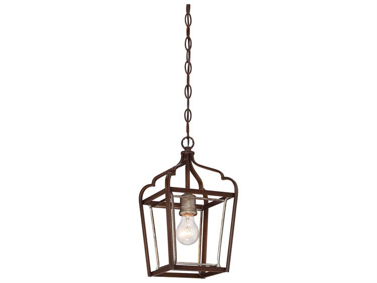 Minka Lavery Astrapia 1-Light Dark Rubbed Sienna With Aged Silver Brown Mini Pendant