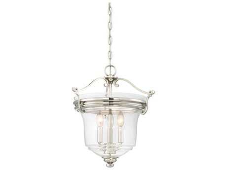 Minka Lavery Audrey Point 3-Light Polished Nickel Glass Bell Pendant