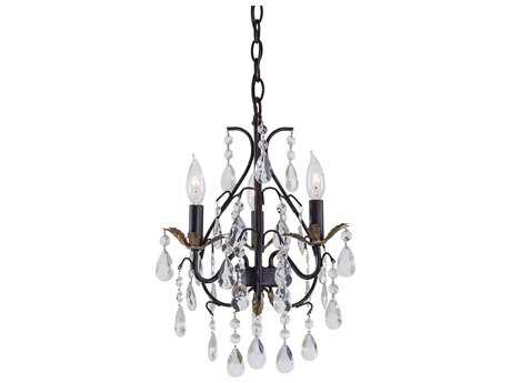 Minka Lavery Bellasera 3-Light Castlewood Walnut Silver Brown Crystal Chandelier